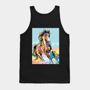 Abstract horse paintings in WPAP Tank Top